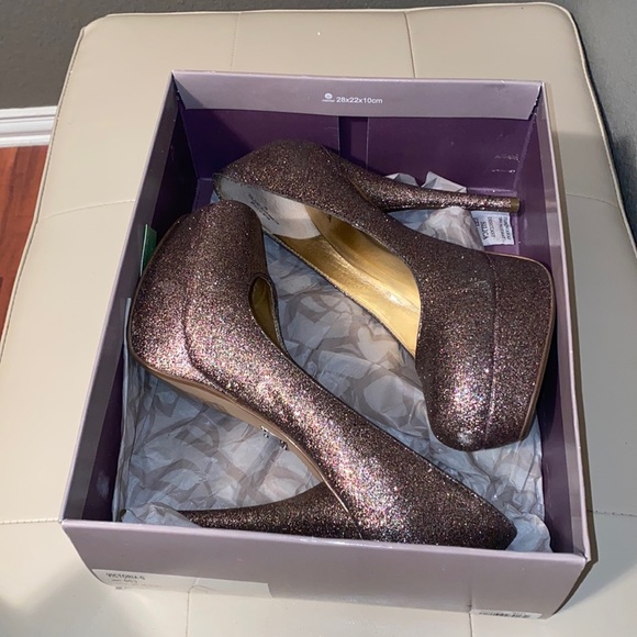 Bakers Pink Glitter Platform Pumps | Sparkly High Heels - Picture 13 of 16